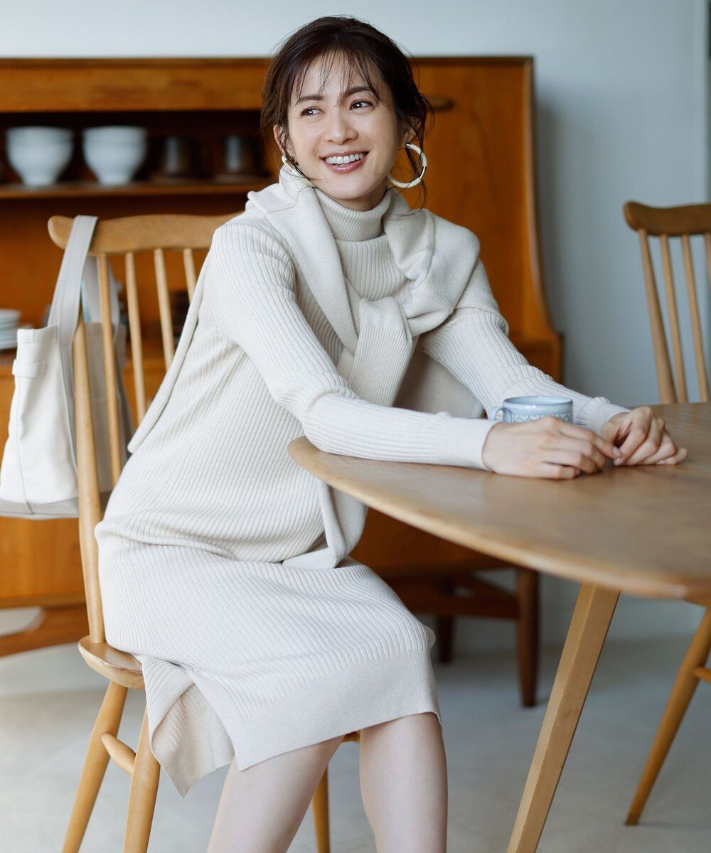 【オンワード】 23区 L>ワンピース ウールコットン リブニット ワンピース アイボリー 44 レディース 【送料無料】