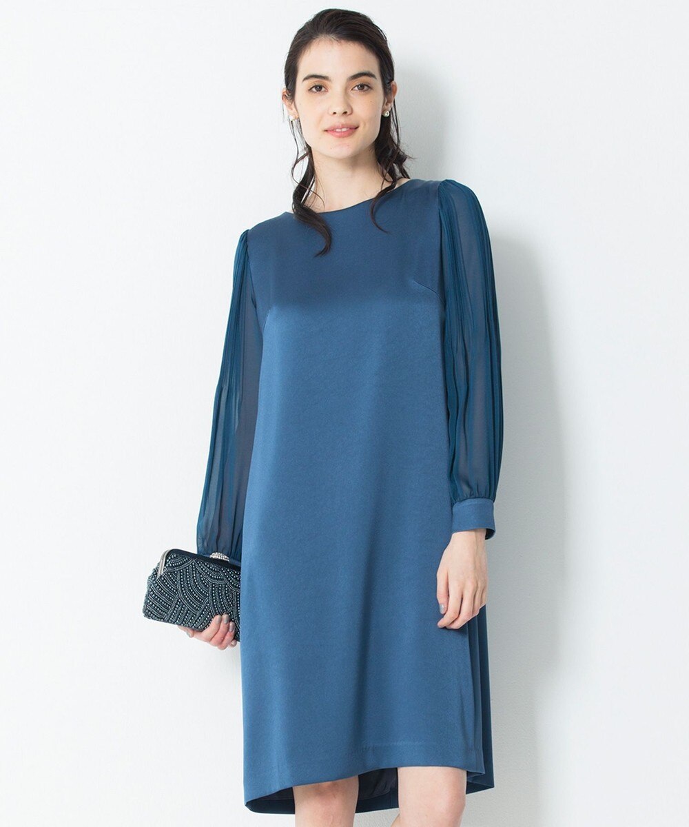 オンワード 23区 L ワンピース シフォンスリーブサテン ワンピース ピーコックグリーン 46 レディース 送料無料 雑記帳