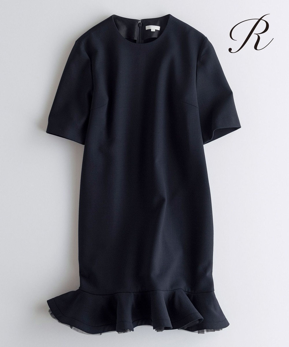 23区 L 【R(アール)】WOOL DOUBLE CLOTH ワンピース(検索番号R35) ブラック系