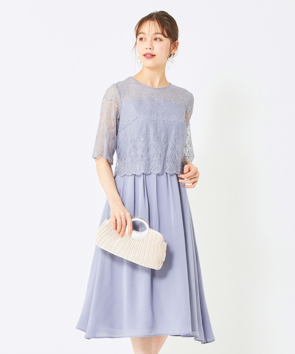 【オンワード】 any SiS>ワンピース 【洗える】チュールレースフレア ドレス ネイビー 2 レディース 【送料無料】