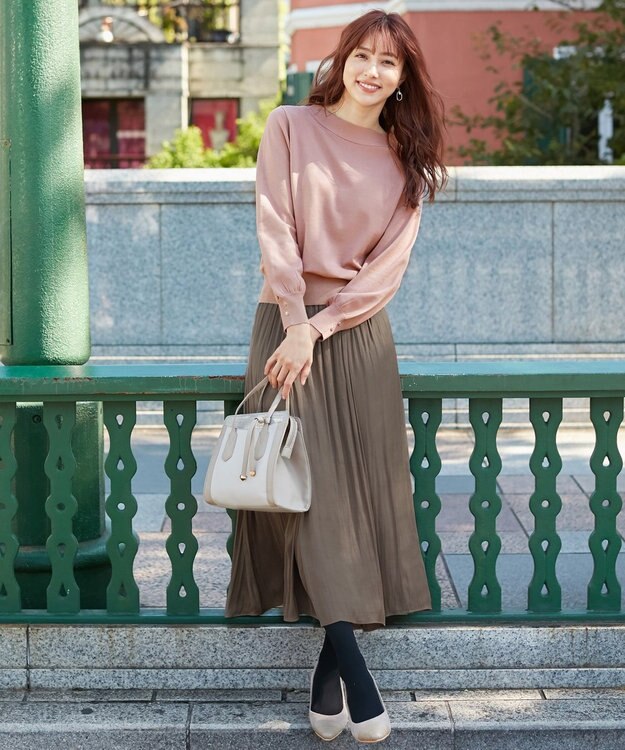 美人百花12月号掲載 ボウタイニット サテンスカート セットアップ Any Sis Sファッション通販 公式通販 オンワード クローゼット