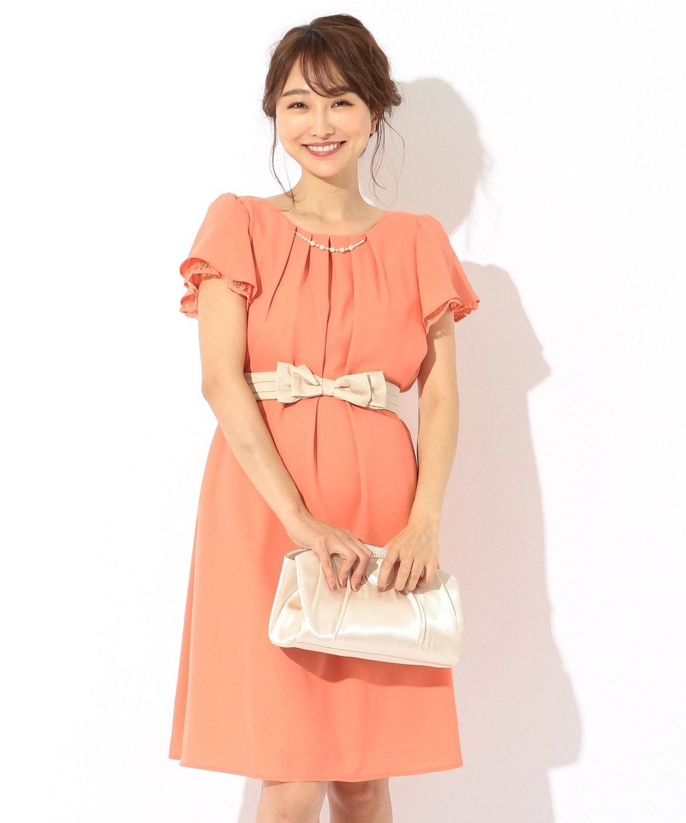any SiS 【2WAY・洗える】フレアジョーゼット ドレス オレンジ系