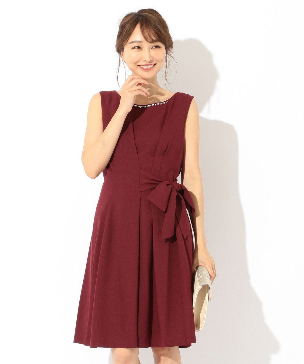 any SiS 【洗える】ジョーゼットリボン ドレス ワイン系