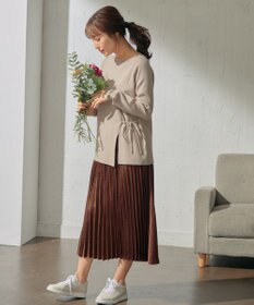 ANY SIS 【2SET】サイドスリットニット×3WAYサテンスカート セットアップ