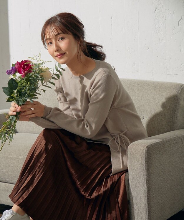 ANY SIS 【2SET】サイドスリットニット×3WAYサテンスカート セットアップ モカ