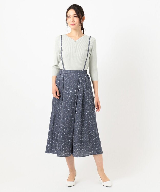 ANY SIS 【2SET】プチフラワー パンツ セット ブルーグレー