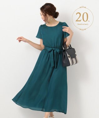 20th anniversary フレアスリーブ ロング丈 ワンピース グリーン 1