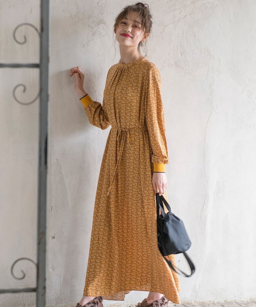 l aube アンティークフラワーロング ワンピース ブラック 4