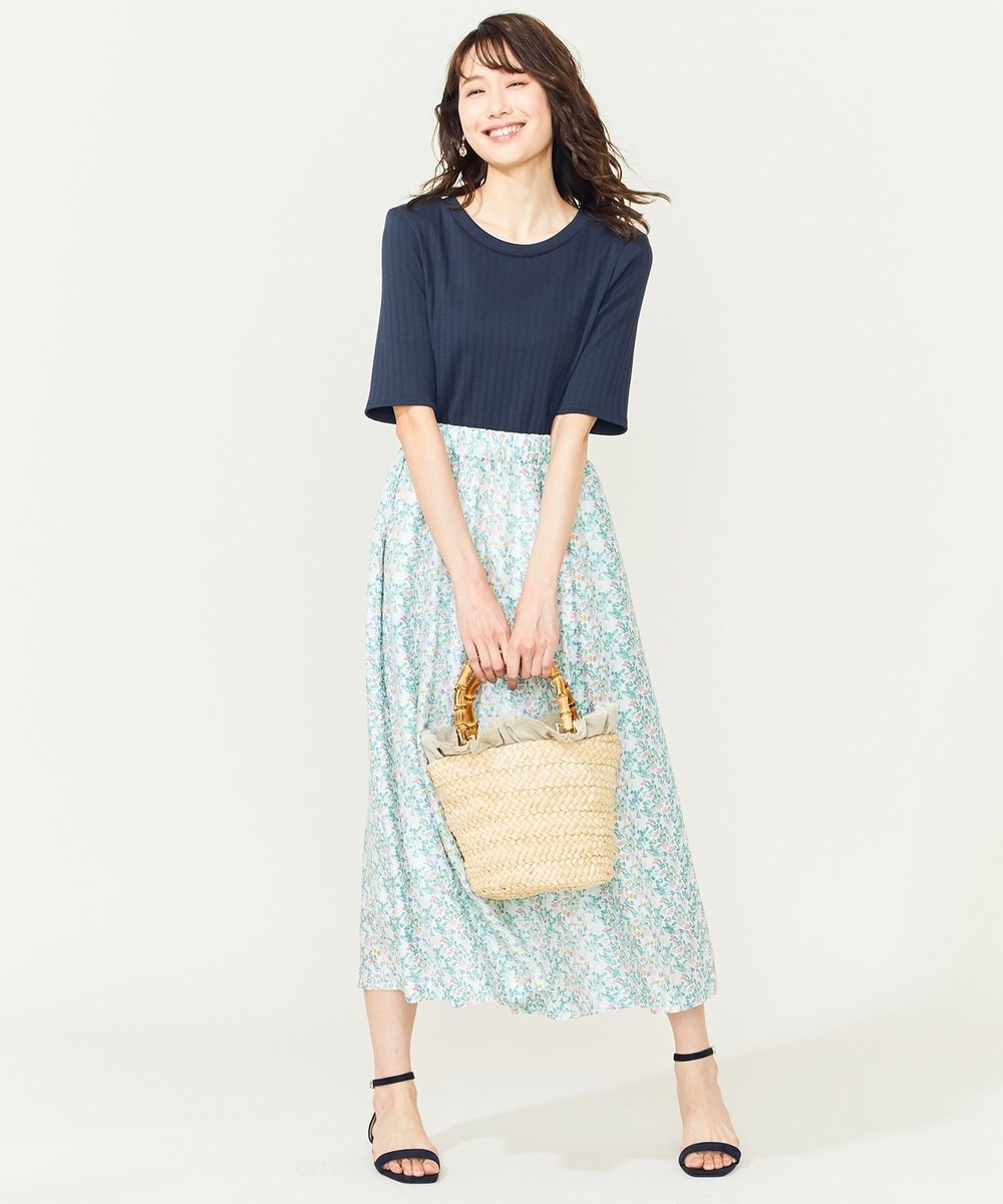 【オンワード】 組曲 L>ワンピース 【シルク混】フラワープリント ワンピース ブルー 6 レディース 【送料無料】