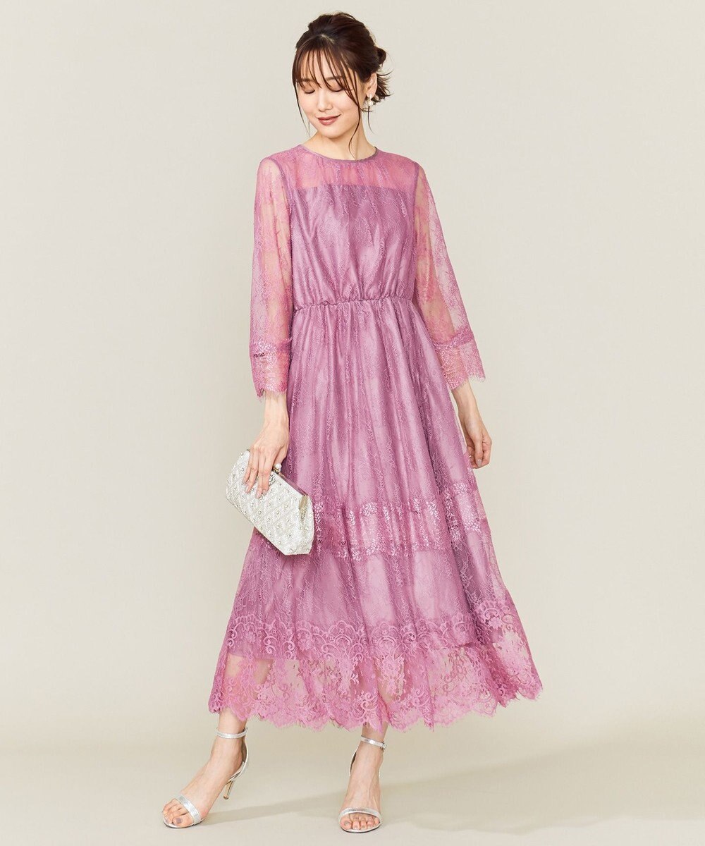 Prier 総レースロング ワンピース 組曲 L ファッション通販 公式通販 オンワード クローゼット