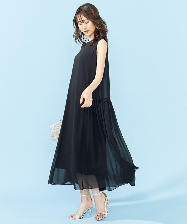 組曲 KUMIKYOKU PRIER パール 装飾 ドレス ワンピース 黒