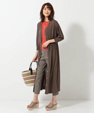 洗える コットンアセテートガウンワンピース ダークブラウン系 2