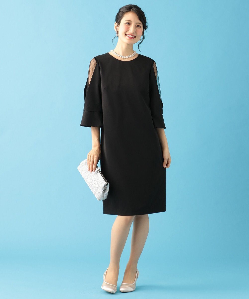 結婚式やパーティーに レース切替フレア袖コクーン ドレス 組曲 L ファッション通販 公式通販 オンワード クローゼット