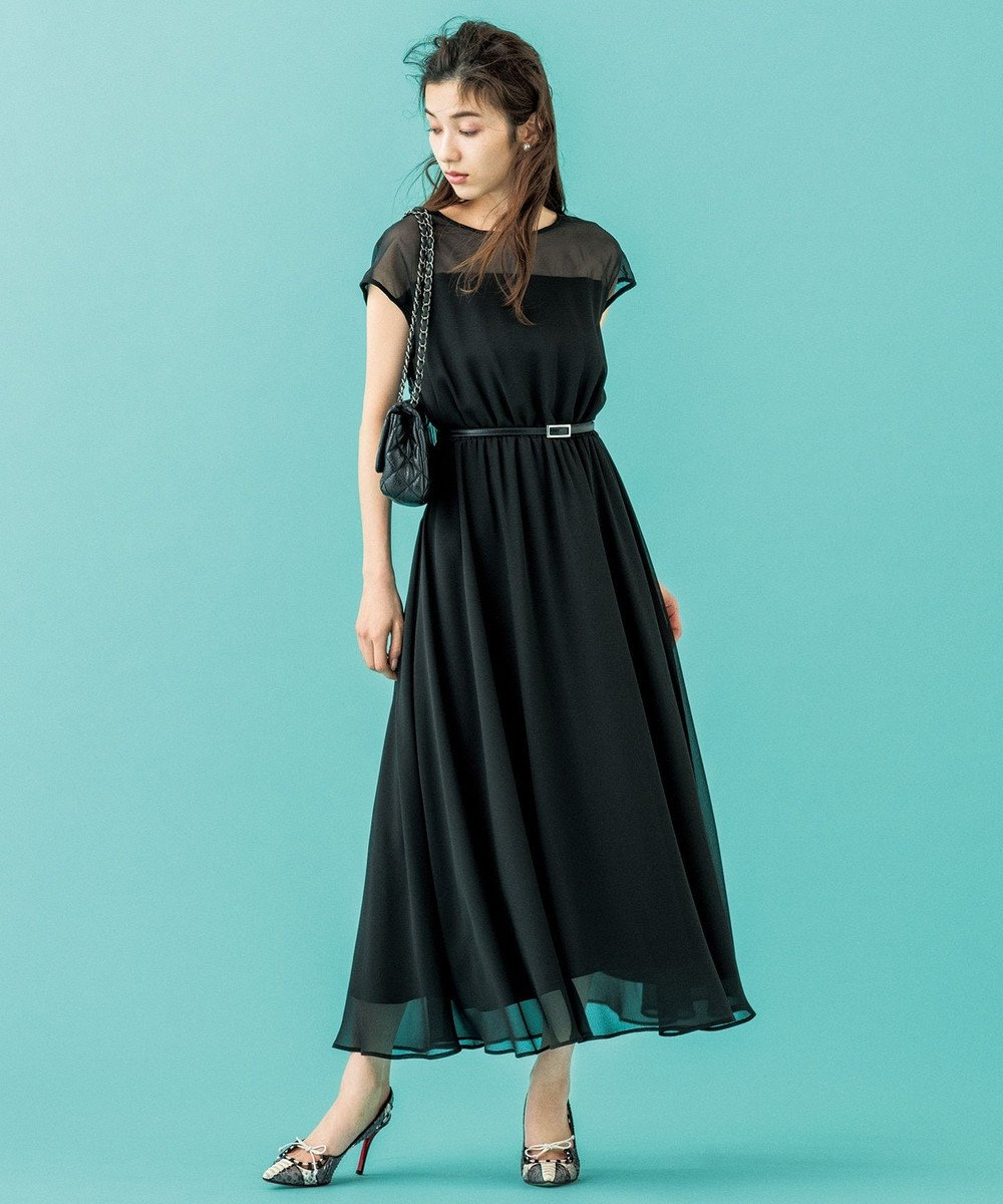 組曲 KUMIKYOKU PRIER パール 装飾 ドレス ワンピース 黒-