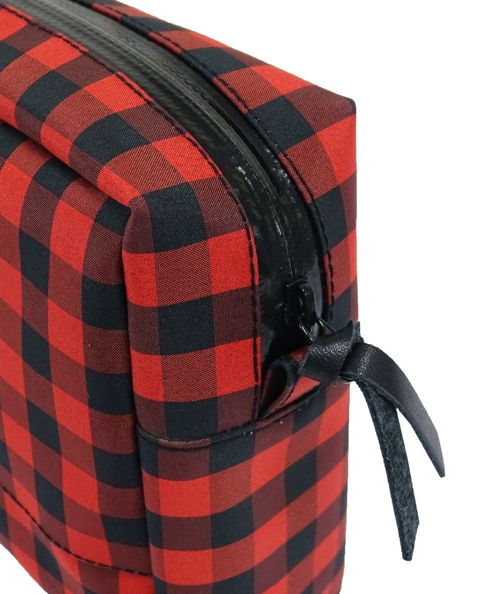 +RING 【プラスリング】傘生地を使用した 撥水ハンディーポーチRED-CHK  Sr.138 