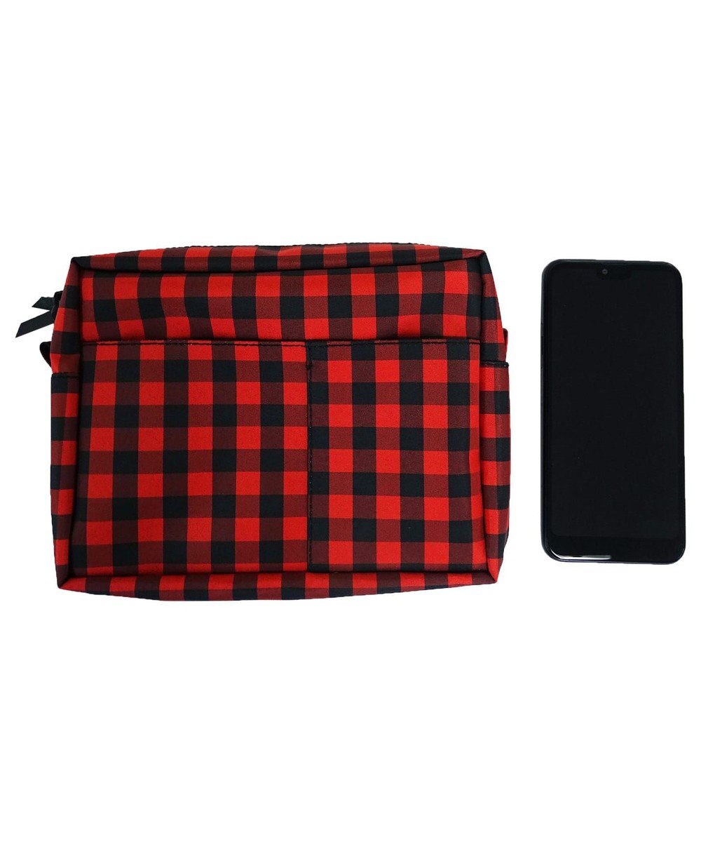 +RING 【プラスリング】傘生地を使用した 撥水ハンディーポーチRED-CHK  Sr.138 