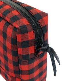 +RING 【プラスリング】傘生地を使用した 撥水ハンディーポーチRED-CHK  Sr.138