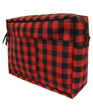 +RING 【プラスリング】傘生地を使用した 撥水ハンディーポーチRED-CHK  Sr.138 赤