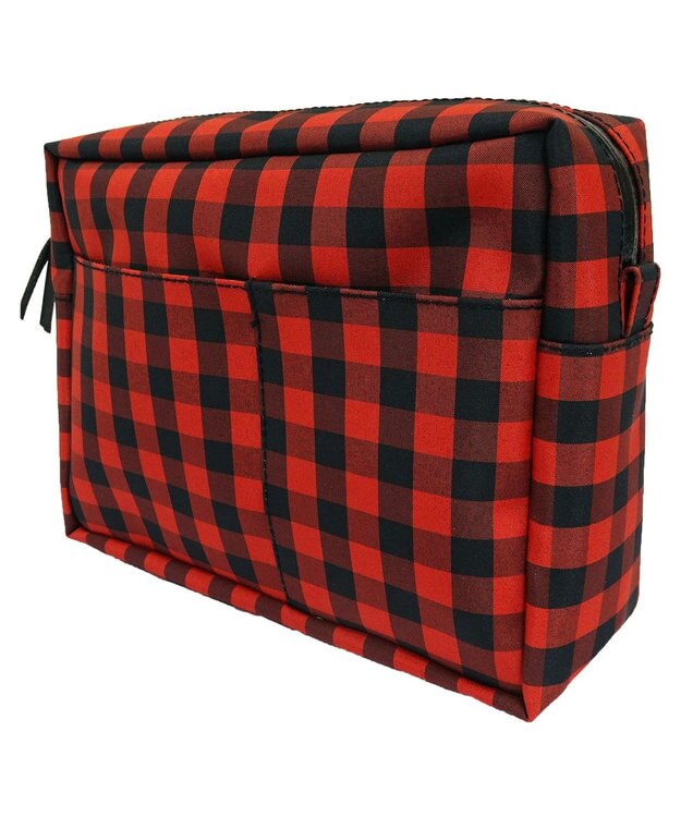 +RING 【プラスリング】傘生地を使用した 撥水ハンディーポーチRED-CHK  Sr.138 赤