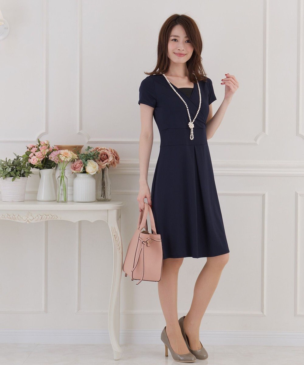 半袖 洗える やせて見えるカシュクールジャージーワンピース Tiaclasse ファッション通販 公式通販 オンワード クローゼット