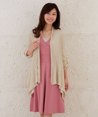 半袖 洗える やせて見えるカシュクールジャージーワンピース ディープピンク M