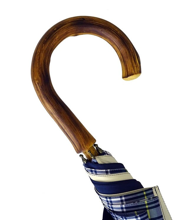 +RING 【限定/日本製】プラスリング 晴雨兼用傘（長ショート）NVY-CHK SR201 青