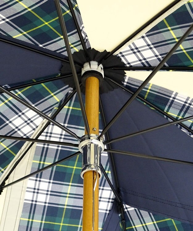 +RING 【限定/日本製】プラスリング 晴雨兼用傘（長ショート）NVY-CHK SR201 青