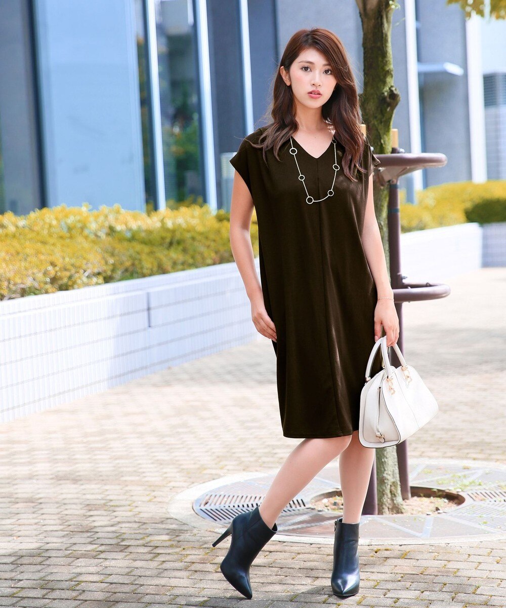 大人好みの上品丈サックワンピ ワンピース