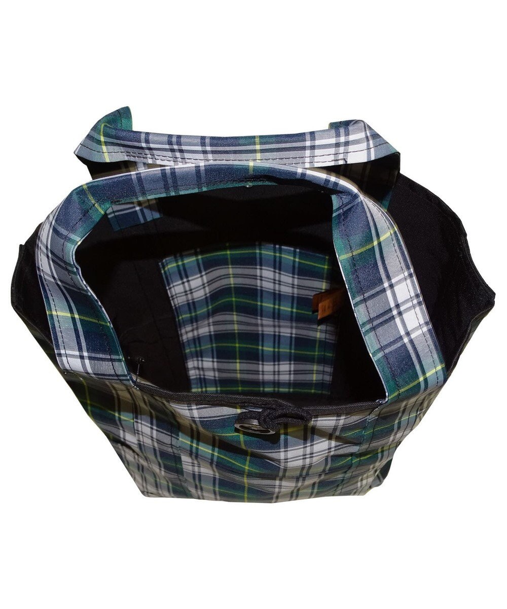 +RING 傘生地を使用した撥水トートバッグTALL グリーンチェック SR185 