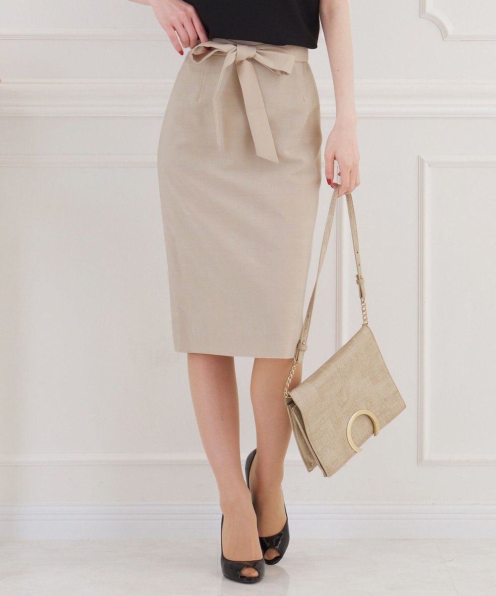 Tiaclasse 上品な微配色のチェック柄スカート ベージュ