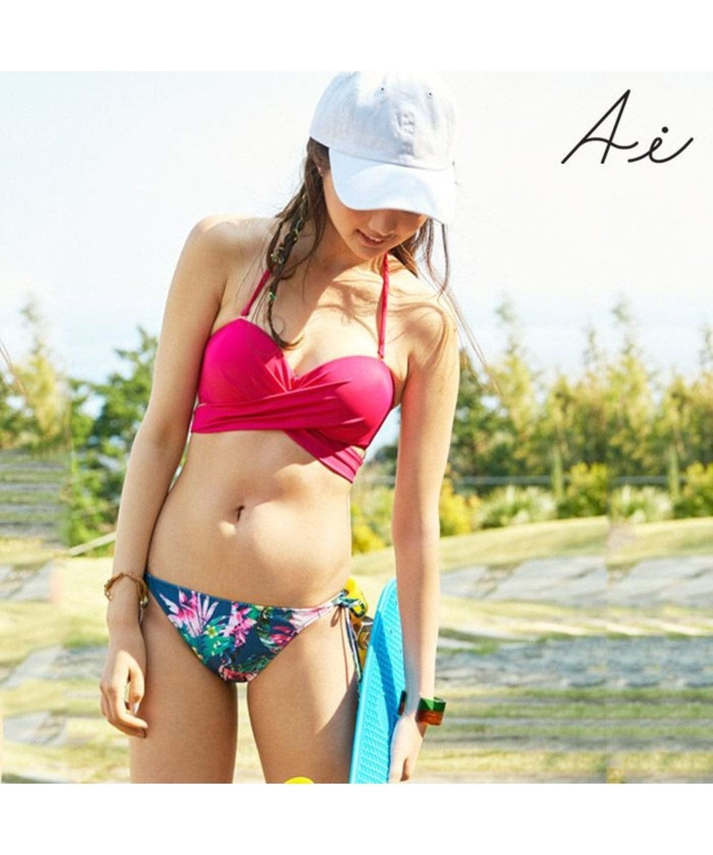 AI Pink】Tropical クロスワイヤービキニ / San-ai Resort (三愛水着 