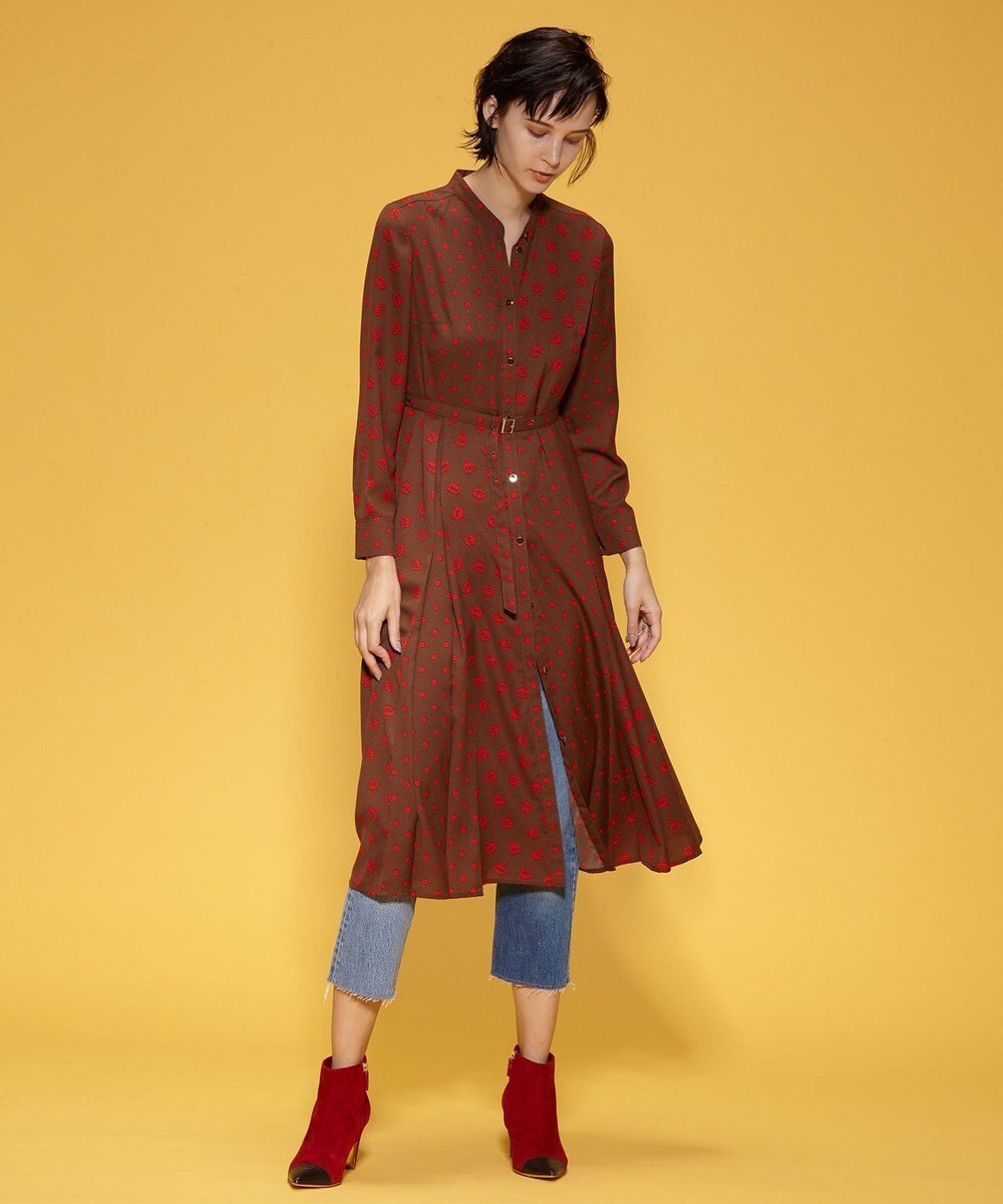 第1位獲得 パッチワークシャツワンピース ブラウン ワンピース