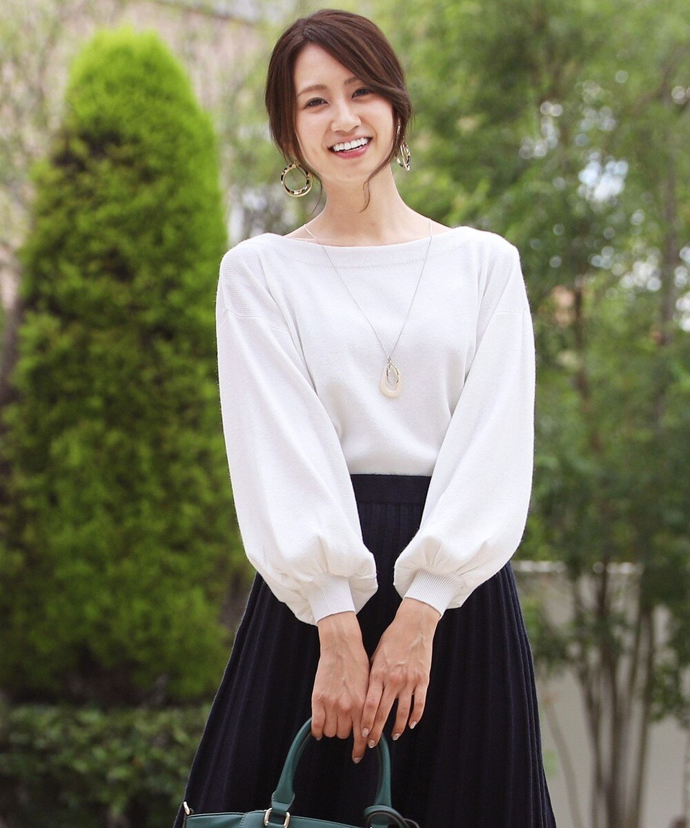 【オンワード】 Tiaclasse>トップス 【洗える】パフ袖がフェミニンで愛らしい♪ボートネック袖コンニット モカ L レディース 【送料無料】