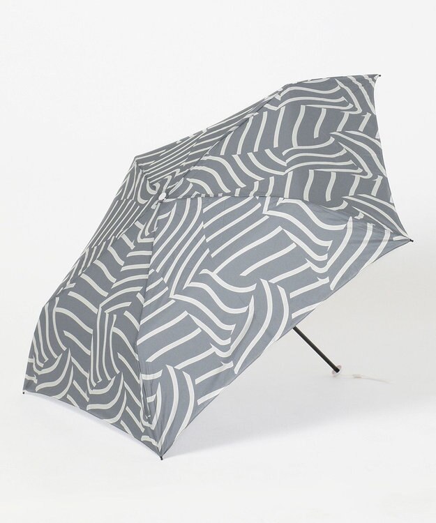 MOONBAT 【超軽量】estaa 折りたたみ傘 90g UV ナミストライプ 簡単開閉 ダークグレー