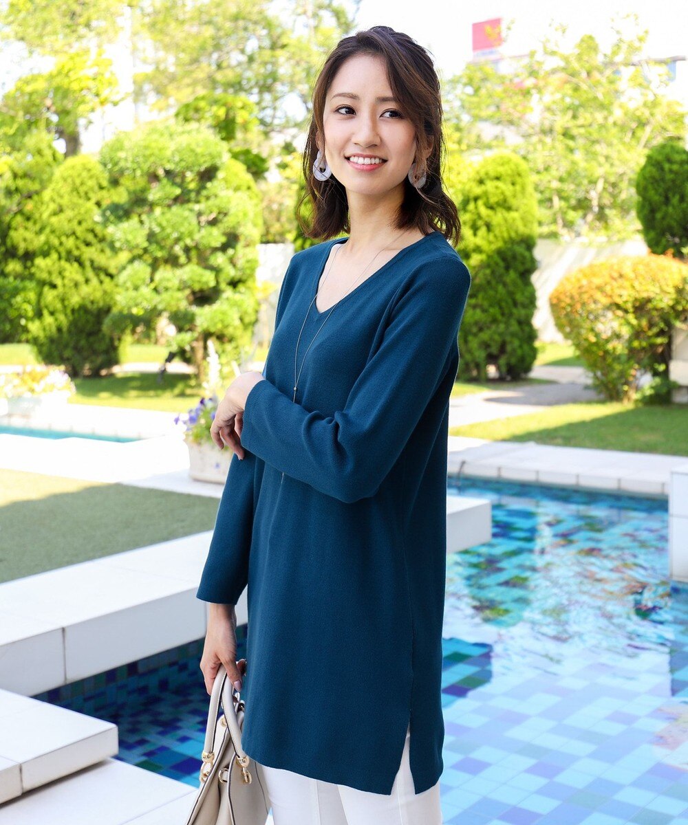 【洗える】ソフトな風合いが魅力のベーシックVネックニットチュニック