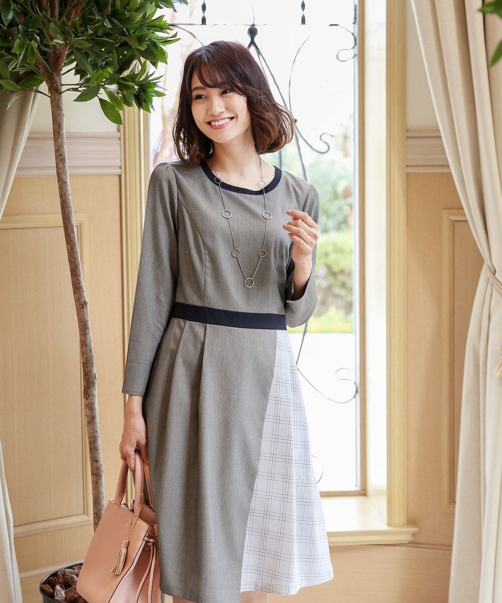 ぱっと目を惹く 配色ブロックチェックワンピース Tiaclasse ファッション通販 公式通販 オンワード クローゼット