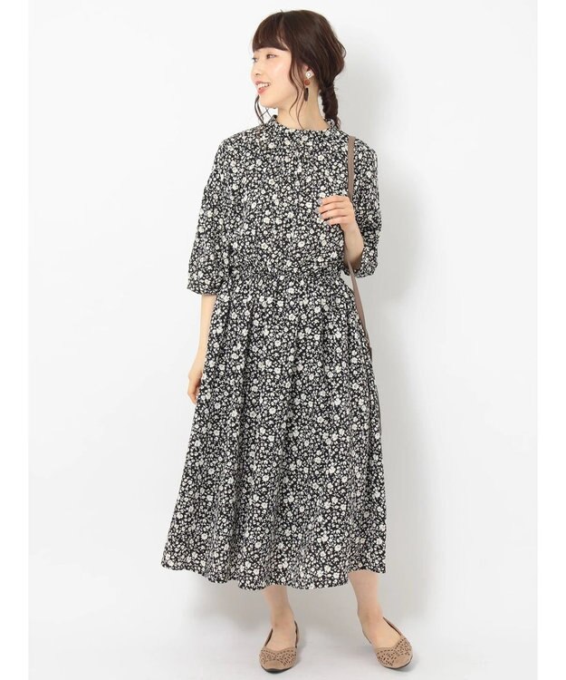 単色花柄スタンドカラー7分袖ワンピース Green Parks ファッション通販 公式通販 オンワード クローゼット