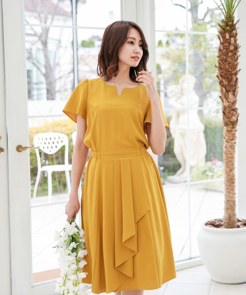 【洗える】表情あるドレープが人気のギャザードレープワンピース