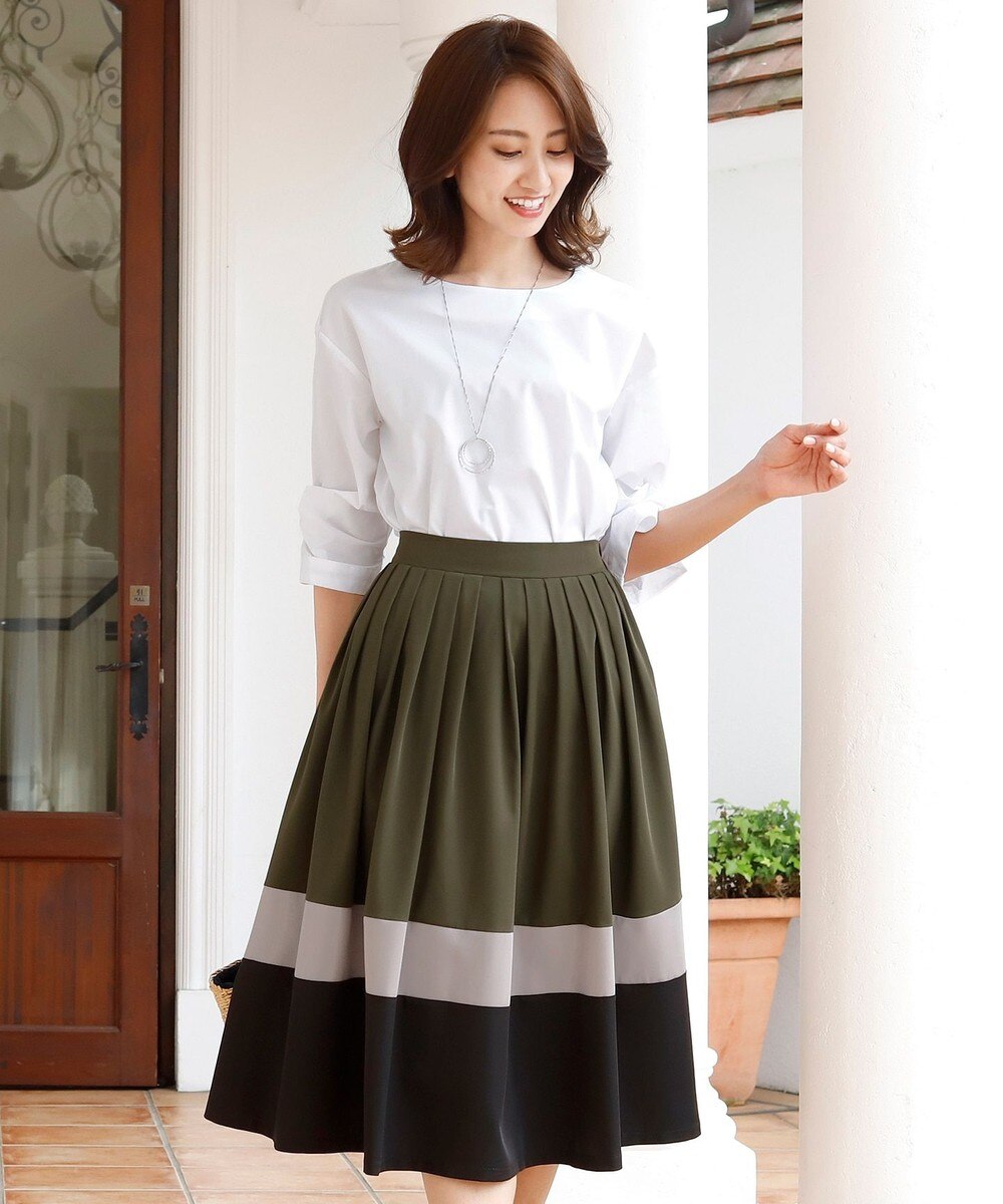 【洗える】体型カバーも叶うマルチカラー切替スカート