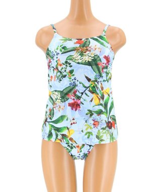 San-ai Resort（三愛水着楽園） 【SALE】【Coral veil】Botanical Garden ショルダードレス 3点セット水着 9号/11号 ブルー