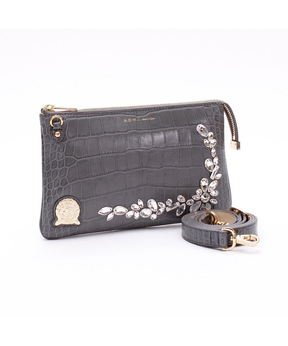 牛革クロコ型押し スワロフスキー クリスタル付き ポーチウォレット A D M J ファッション通販 公式通販 オンワード クローゼット