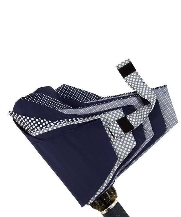 +RING レディース向け プラスリング 簡単開閉式折傘55cm NVY-DOT T744 紺