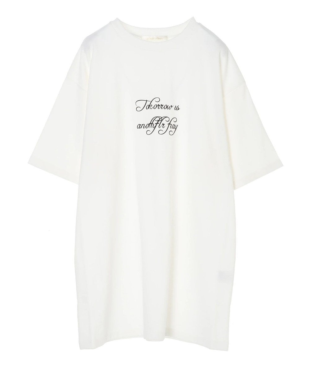 Green Parks ・Petit　Fleur　ロゴpt　チュニックTシャツ Off White