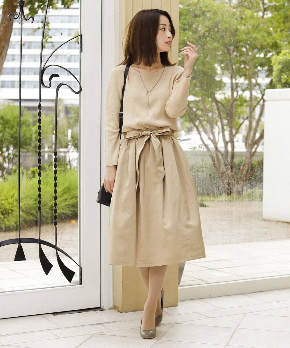 【洗える】大人可愛い異素材ドッキングニットワンピース