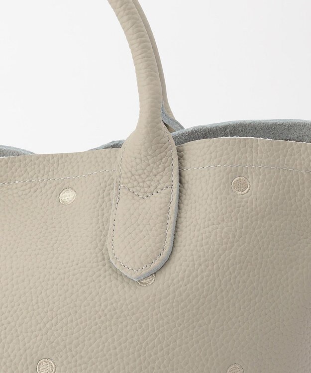 UNBILLION ペルケ perche / 牛革ドット刺繍トートバッグ ライトグレー