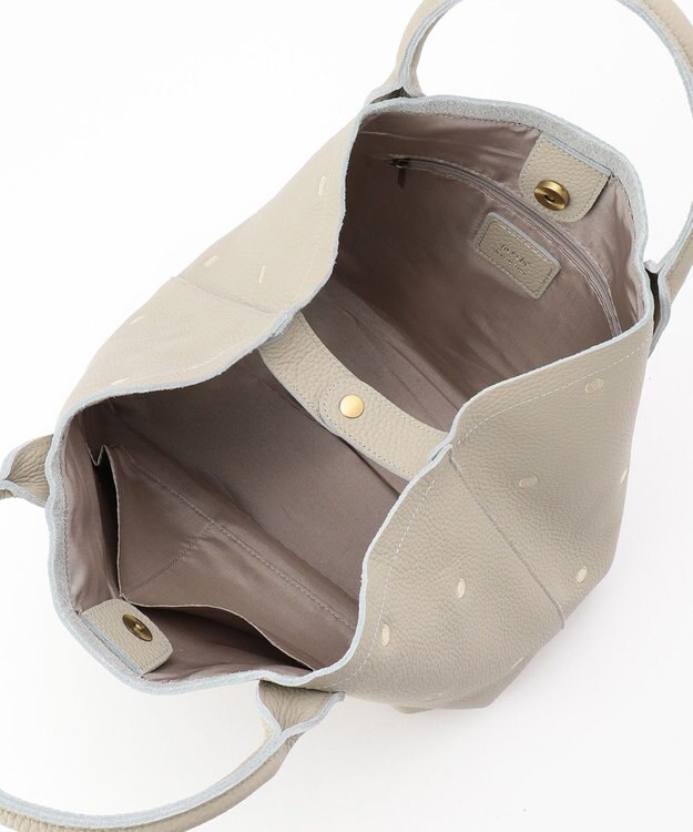 UNBILLION ペルケ perche / 牛革ドット刺繍トートバッグ ライトグレー