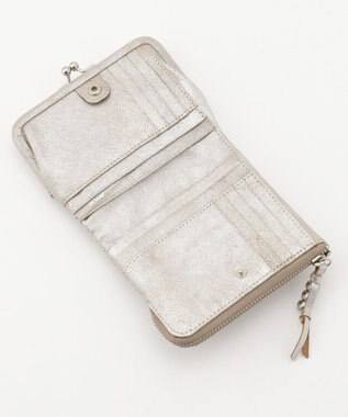 UNBILLION perche エアリーゴート外がま口2つ折り財布 シルバー