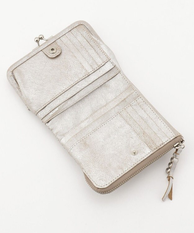 UNBILLION perche エアリーゴート外がま口2つ折り財布 シルバー