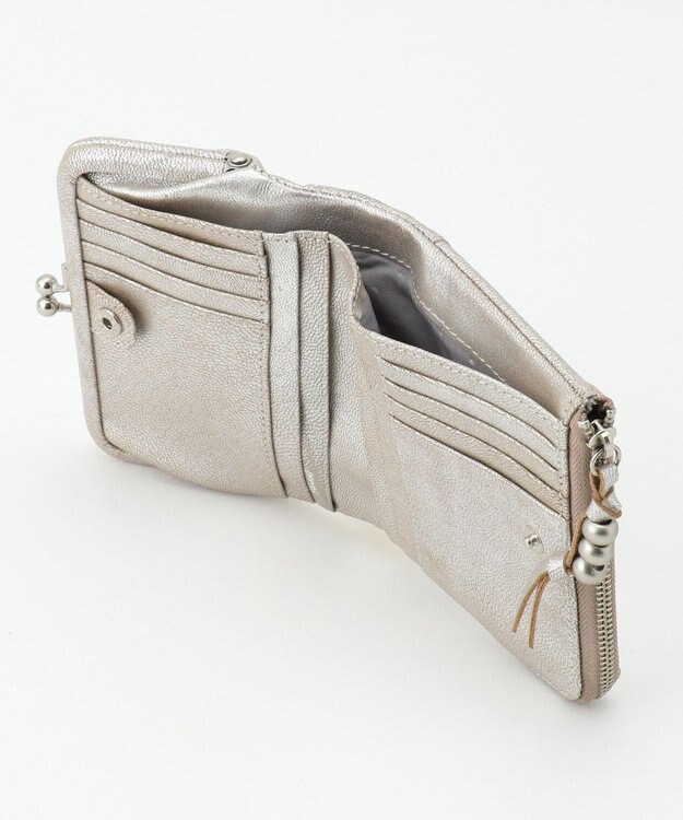 UNBILLION perche エアリーゴート外がま口2つ折り財布 シルバー