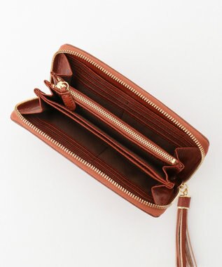 UNBILLION perche 姫路レザー型押しラウンドファスナー長財布 ブラウン